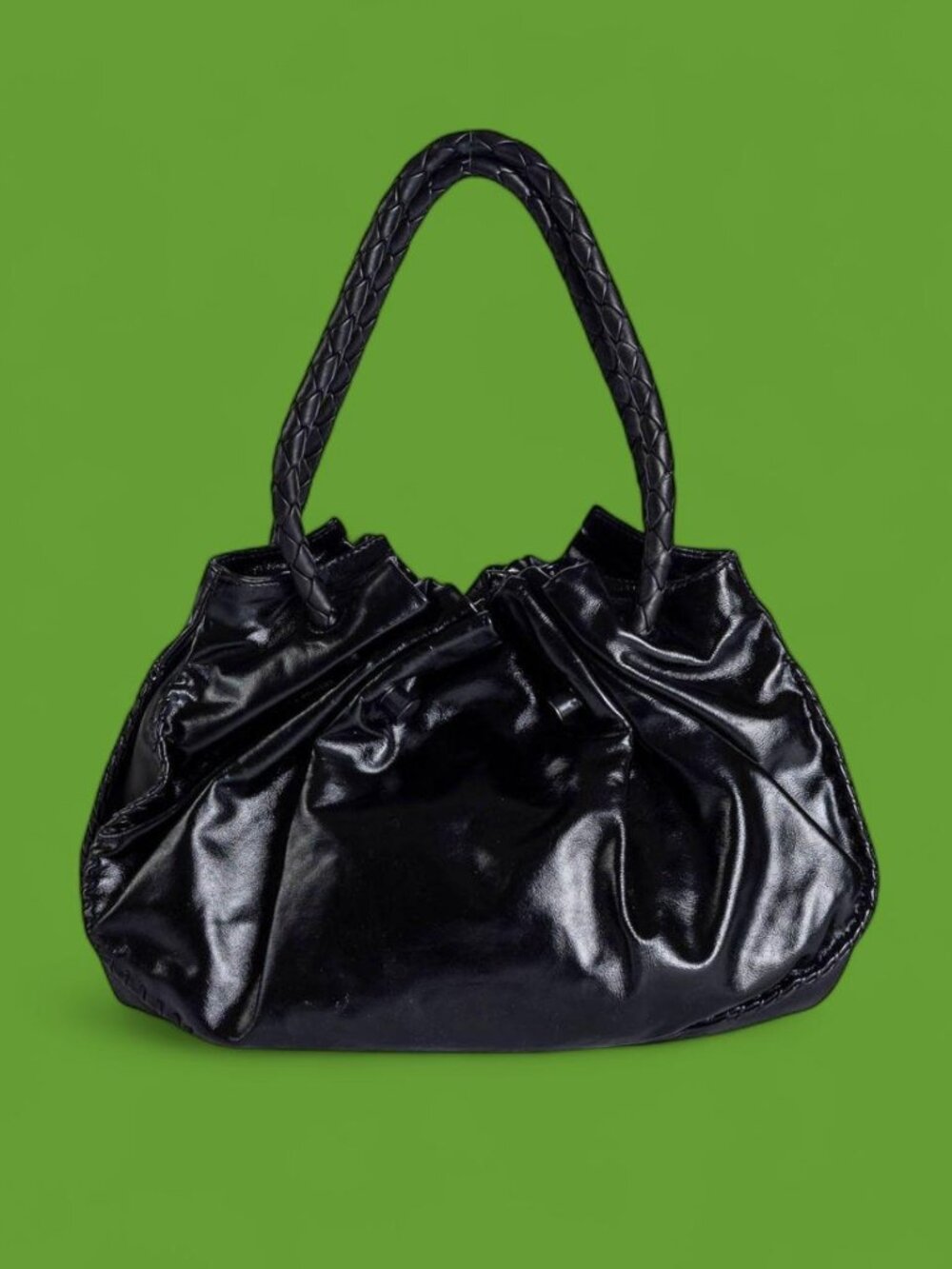 Bottega Veneta’s high shine intrecciato shoulder bag